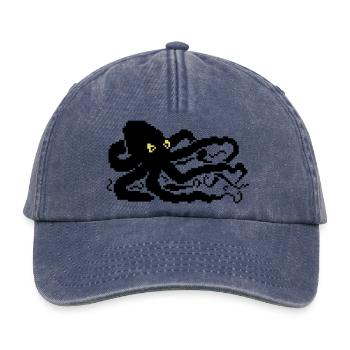 8bit pixel octopus - Relaxed Vintage Cap - vintage denim - Front
