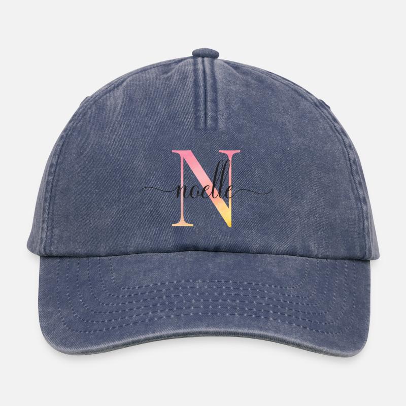 N | Monogram | Navn | Noelle |Vandfarve - Relaxed Vintage Cap - vintage-denim