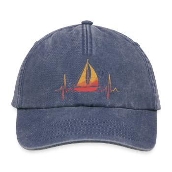 Cœur de la navigation au coucher du soleil - Casquette vintage décontractée - vintage bleu jeans - Devant