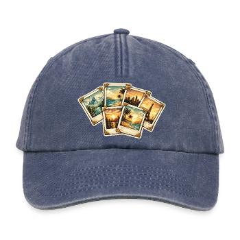 Vintage Postcards Tropics Sunset - Relaxed Vintage Cap - vintage denim - Front