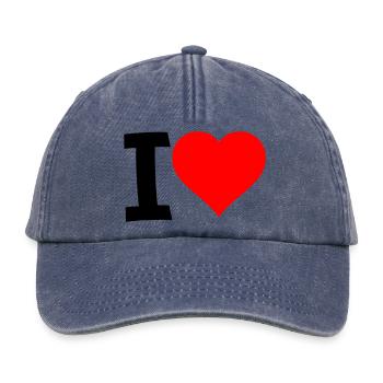 Rotes Herz - Klarer Liebes-Look - Relaxed Vintage Cap - Vintage Denim - Vorne