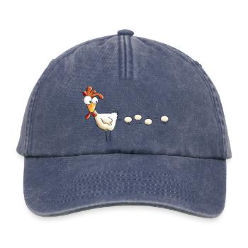 Poule pond un oeuf dessin animé - Casquette vintage décontractée - vintage bleu jeans - Devant