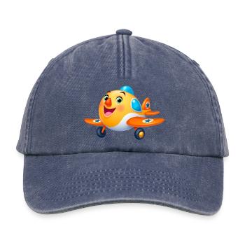 Süßes Kinderflugzeug Cartoon – Flugzeug - Relaxed Vintage Cap - Vintage Denim - Vorne