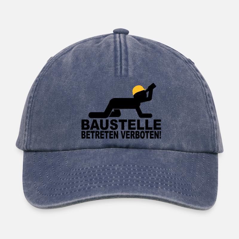 construction site to enter forbidden - Relaxed Vintage Cap - vintage denim