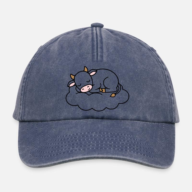 Nuage de Vache endormi Bébé de rêve - Casquette vintage décontractée - vintage bleu jeans