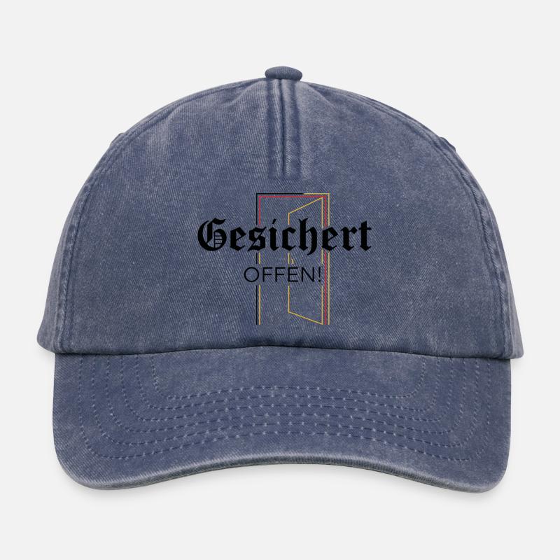 Ouvert sécurisé ! Déclaration - Casquette vintage décontractée - vintage bleu jeans