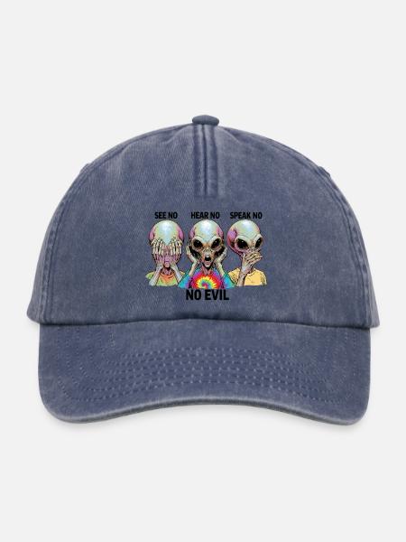 See no evil aliens - Relaxed Vintage Cap - Vintage Denim