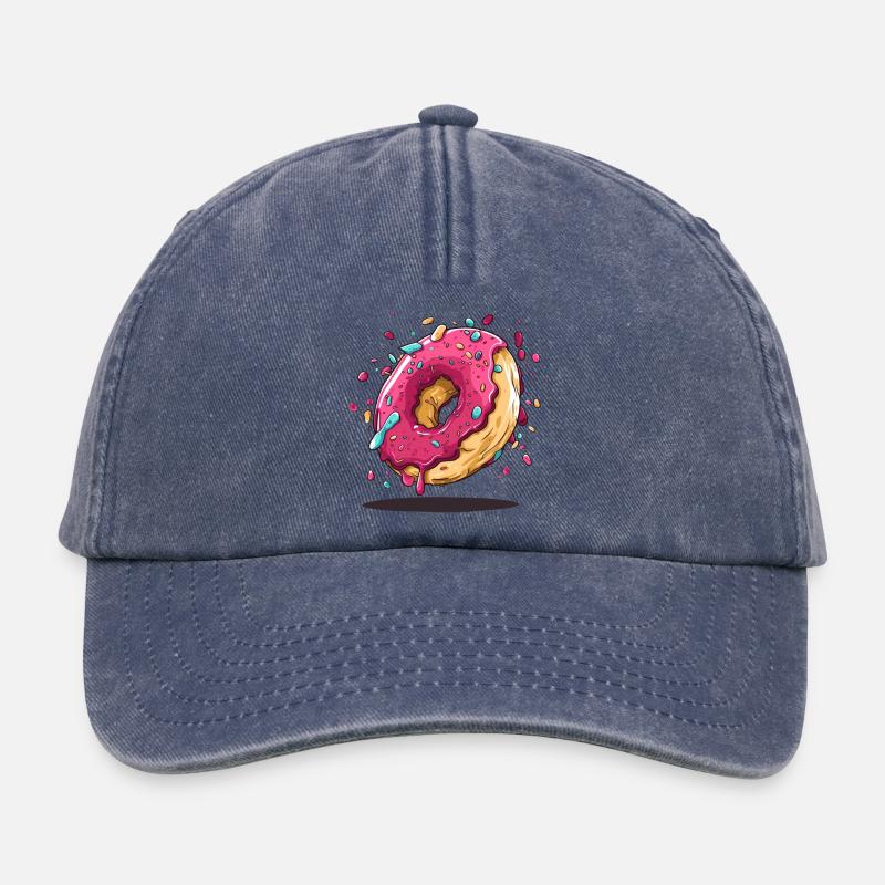 Conception de beignets - Casquette vintage décontractée - vintage bleu jeans