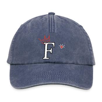 Buchstabe f Kronenherz - Relaxed Vintage Cap - Vintage Denim - Vorne