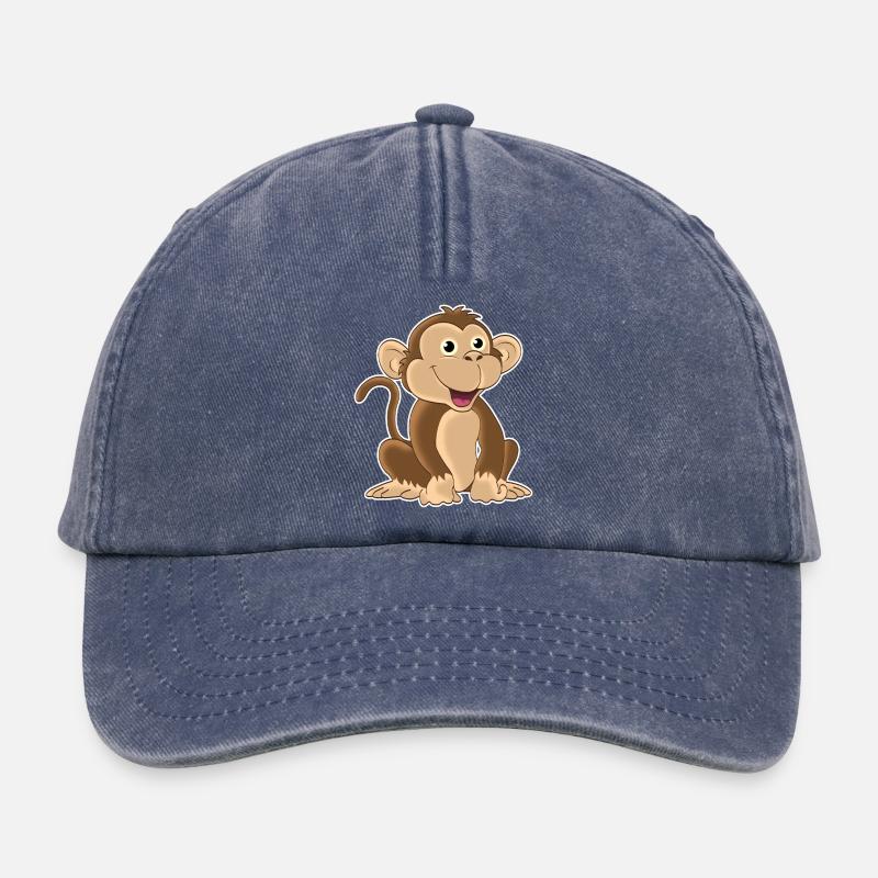 funny monkey - design - Relaxed Vintage Cap - vintage denim