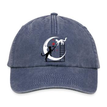 Chats - Roméo et Juliette - Casquette vintage décontractée - vintage bleu jeans - Devant