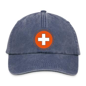 swisscross Swiss Cross white red - Relaxed Vintage Cap - vintage denim - Front