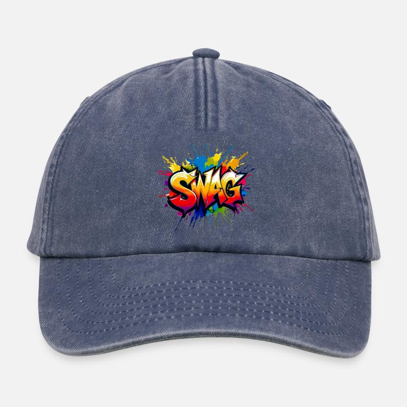 Expressive graffiti style with vibrant colors - Relaxed Vintage Cap - vintage denim