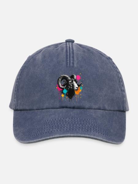 Widderkopf Graffiti Farbexplosion - Relaxed Vintage Cap - Vintage Denim