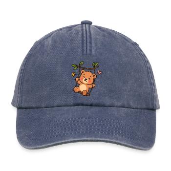 Kleiner Bär auf Schaukel - Relaxed Vintage Cap - Vintage Denim - Vorne