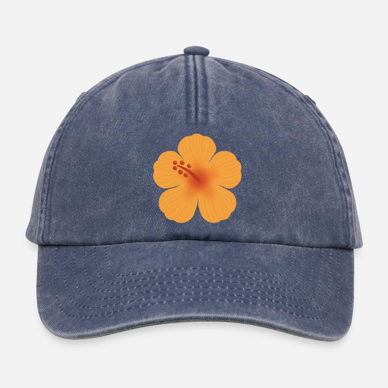 Orange-Hibiskusblüte - Relaxed Vintage Cap - Vintage Denim