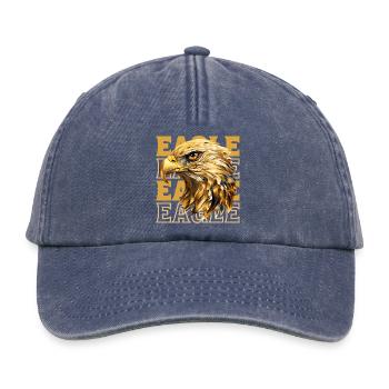Adler Adlerkopf Gold Raubvogel Vogel Tier Natur - Relaxed Vintage Cap - Vintage Denim - Vorne