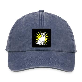 Coole Katze im Pop Art & Punk Rock Stil - Relaxed Vintage Cap - Vintage Denim - Vorne