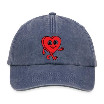 Walking Heart - Relaxed Vintage Cap - vintage denim - Front