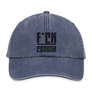 Fuck Corona - Casquette vintage décontractée - vintage bleu jeans - Devant