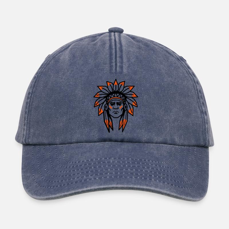 Native Americans Apache Native Chief - Relaxed Vintage Cap - vintage denim