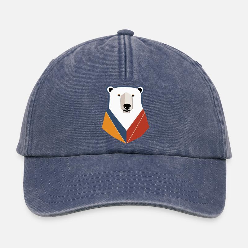 Ours blanc - Casquette vintage décontractée - vintage bleu jeans