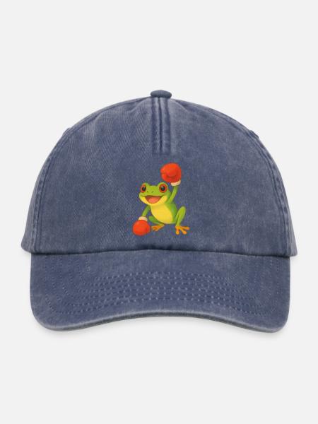 Frosch mit Boxhandschuhen - Relaxed Vintage Cap - Vintage Denim