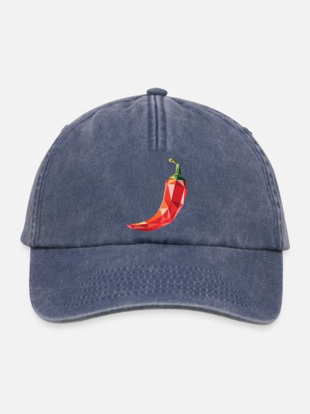 Chili Pepper - Cooles Low-Poly-Gemüse-Logo - Relaxed Vintage Cap - Vintage Denim