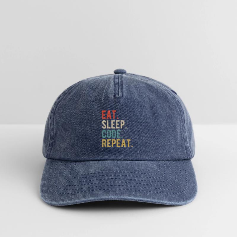Eat Sleep Code Repeat Programmierer Nerd Retro Relaxed Vintage Cap