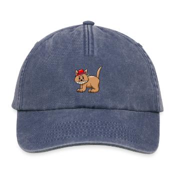Katze lustig witzig Katzen Teenie - Relaxed Vintage Cap - Vintage Denim - Vorne