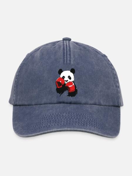 Boxen Panda rote Boxhandschuhe - Relaxed Vintage Cap - Vintage Denim