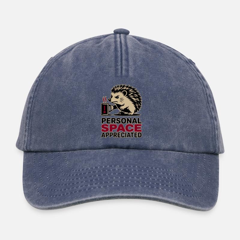 Grumpy Hedgehog Personal Space Introvert Coffee - Relaxed Vintage Cap - vintage denim
