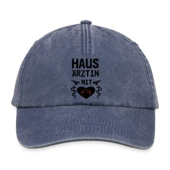 Hausärztin mit Herz Geschenk - Relaxed Vintage Cap - Vintage Denim - Vorne
