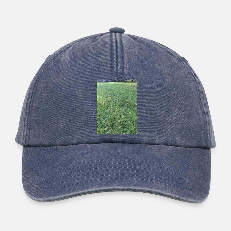 Grille d’herbe éclatante de couleurs - Casquette vintage décontractée - vintage bleu jeans
