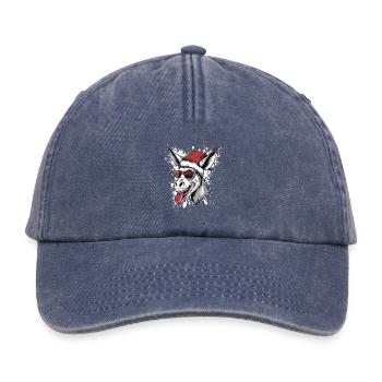 Donkey Christmas Funny - Relaxed Vintage Cap - vintage denim - Front