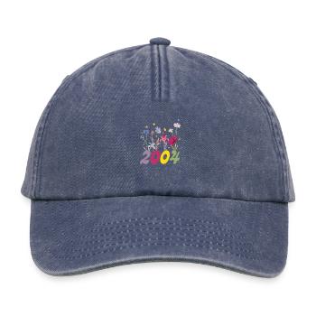 Year of birth 2004 wildflowers - Relaxed Vintage Cap - vintage denim - Front