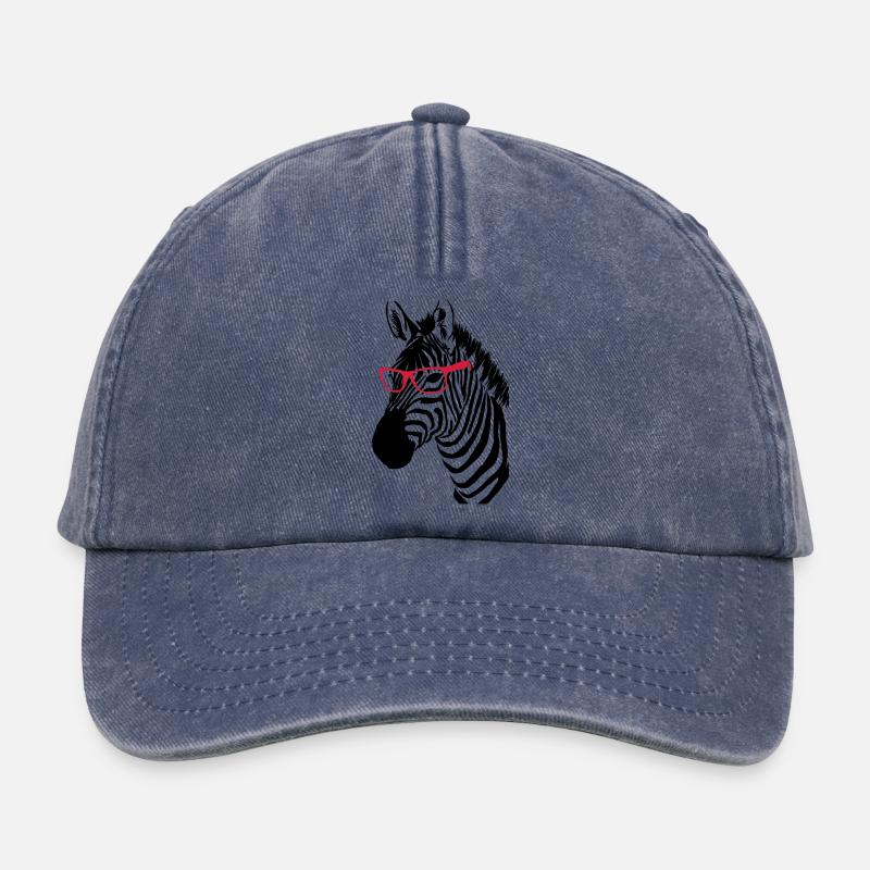 Zebra mit Brille - Relaxed Vintage Cap - Vintage Denim