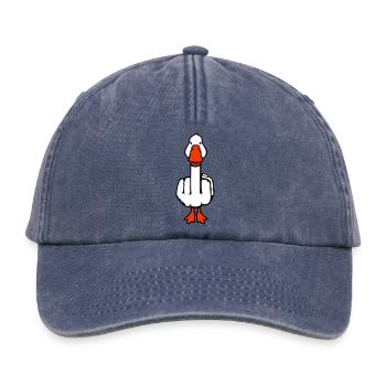 Goose Middle Finger Rebel Sarcastic Insult - Relaxed Vintage Cap - vintage denim - Front