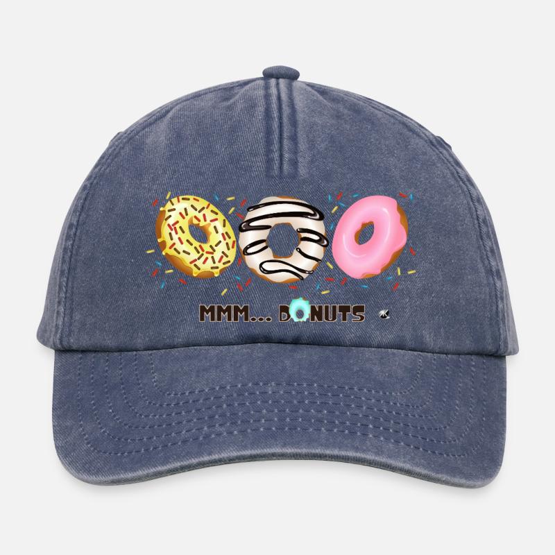 Glazed Donuts with Sprinkles Illustration - Relaxed Vintage Cap - vintage denim