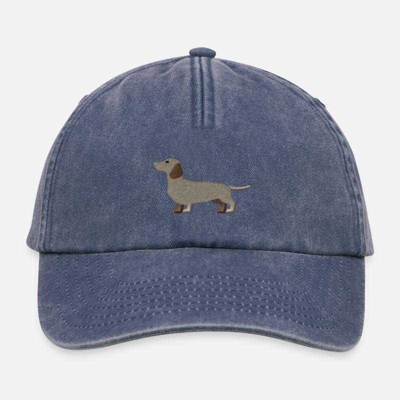 Dackel bestickt - Relaxed Vintage Cap - Vintage Denim