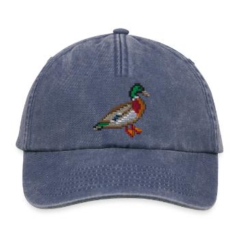 Pixel-Ente bestickt - Relaxed Vintage Cap - Vintage Denim - Vorne