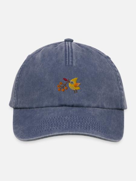 Berry bird - Relaxed Vintage Cap - Vintage Denim