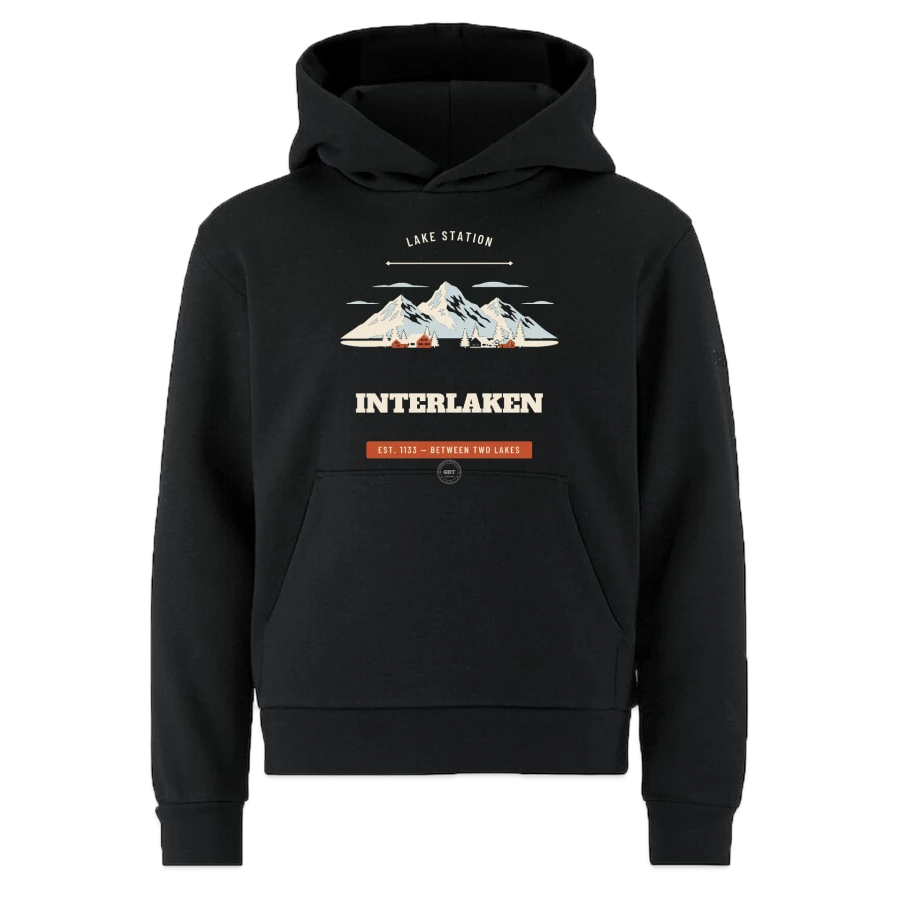 Interlaken badge on a craft community 2.0 kids hoodie , black