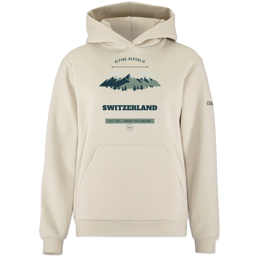 Switzerland badge on a craft community 2.0 women's hoodie , beige