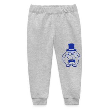 Sheep Mr. Gentleman Top Hat Monocle Glasses - Baby Organic Sweatpants by Stanley/Stella - heather grey - Front