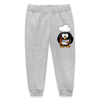 Cooking penguin with grilled sausage - Baby Organic Sweatpants by Stanley/Stella - heather grey - Front