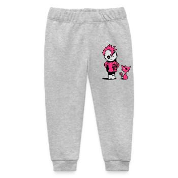 Ein kleiner Punk mit einer kleinen Katze - Baby Organic Jogginghose Baby Tumbler von Stanley/Stella - Grau meliert - Vorne