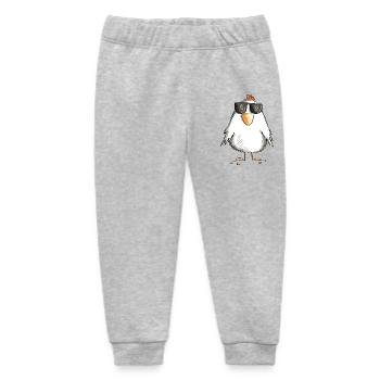 Chicken with cool sunglasses - rooster - goose - Baby Organic Sweatpants by Stanley/Stella - heather grey - Front