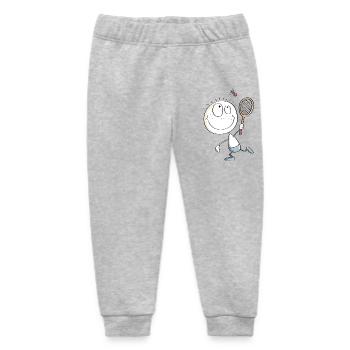 Funny badminton player stick figure - Baby Organic Sweatpants by Stanley/Stella - heather grey - Front