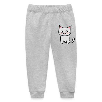 Kawaii Kitteh mit runden Augen - Baby Organic Jogginghose Baby Tumbler von Stanley/Stella - Grau meliert - Vorne